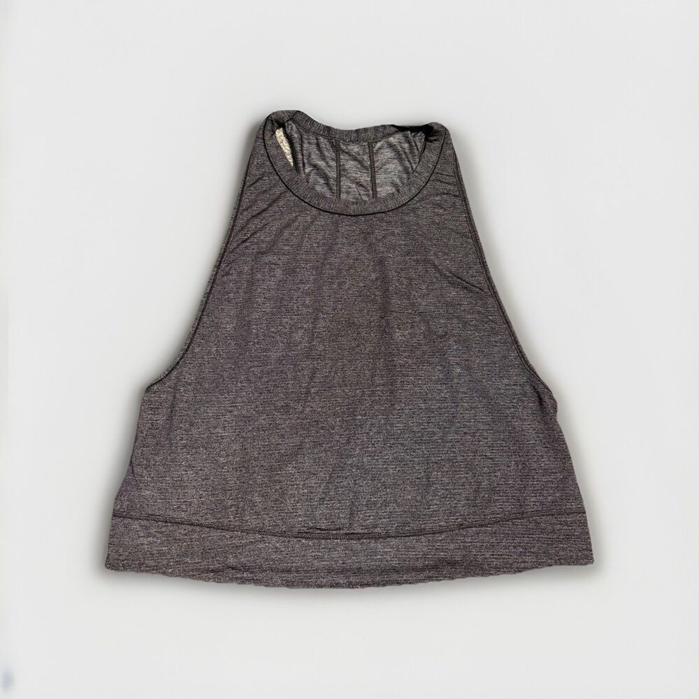 Lululemon Pace Perfect Tank Top Heathered Gray Cropped Racerback Women’s Size 4